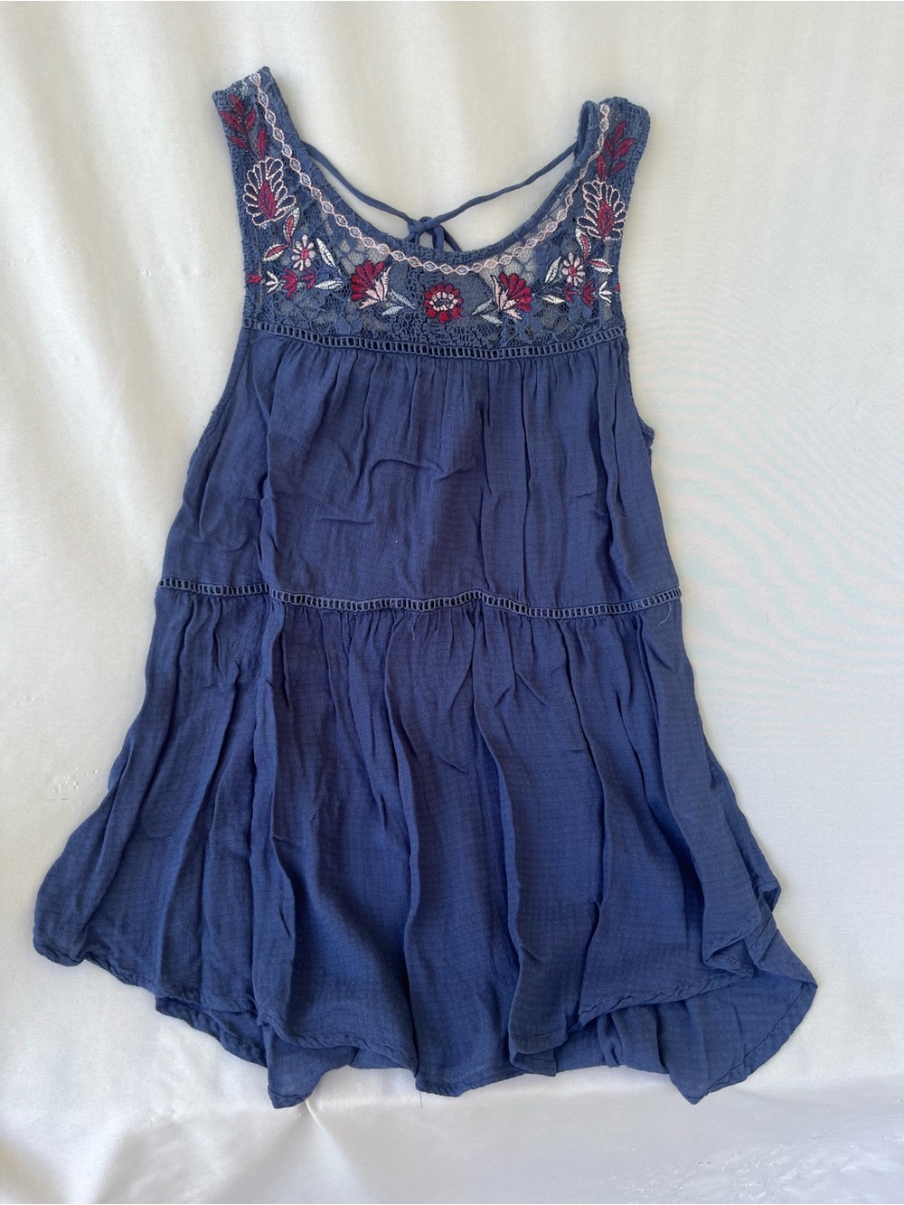 Knox Rose Navy Embroidered Sleeveless Tank Top